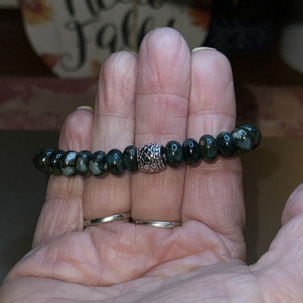 Light Blue Impression Jasper Stretch Bracelet - image 7